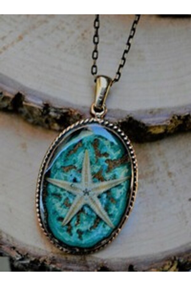 Real Sea Star Handmade Necklace - Blue -