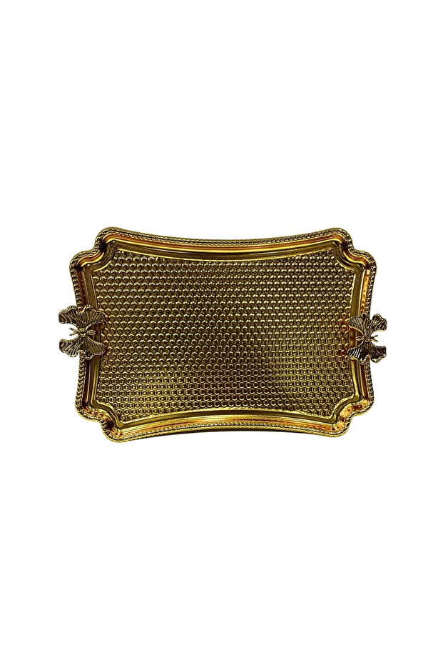 Butterfly Metal Gold Small Rectangular Tray