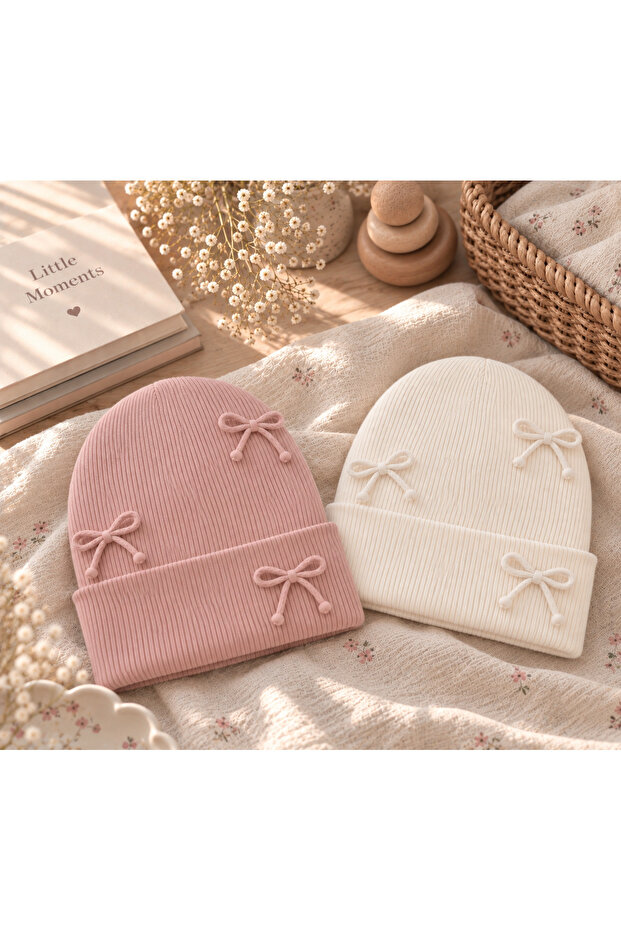 2-Pack Bow-Tie Stretchy Camisole Beanie Set