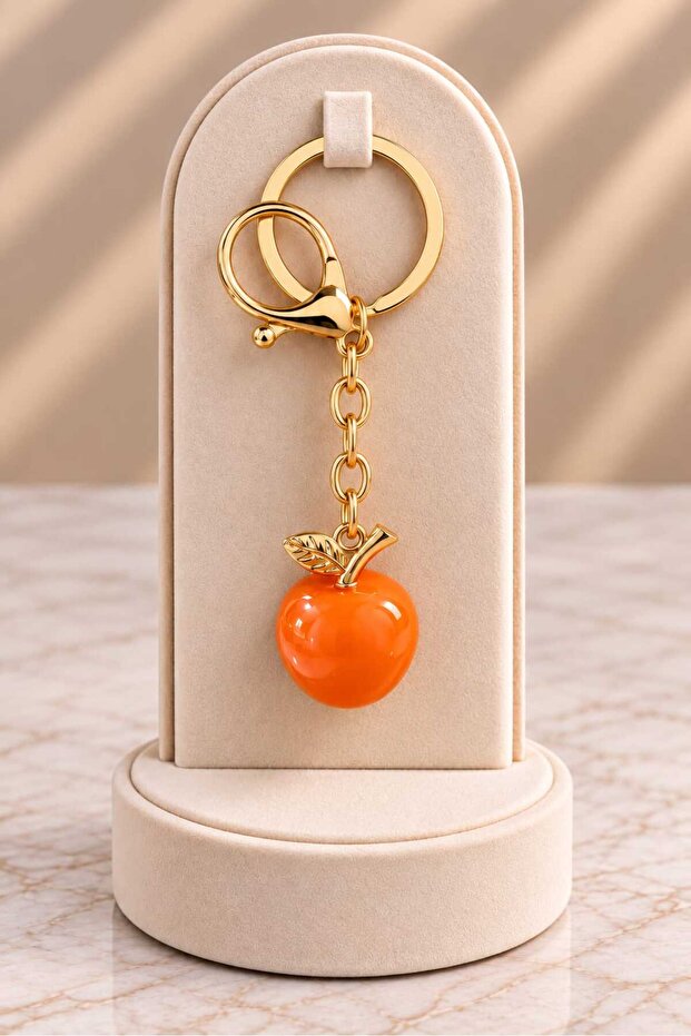 Apple Figured Bag Charm and Keychain Orange
