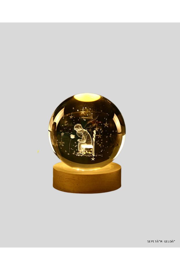 Spt-Gld Little Prince Glass Globe with USB Lighted Wooden Stand (13947) Large Size