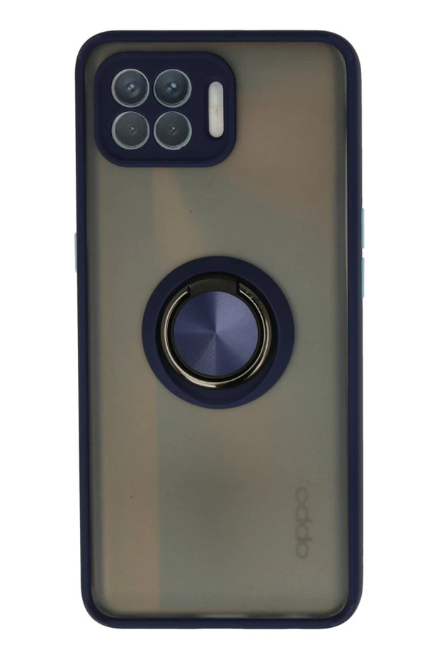Oppo Reno 4 Lite Compatible Case Montreal Silicone Cover with Ring - Navy Blue
