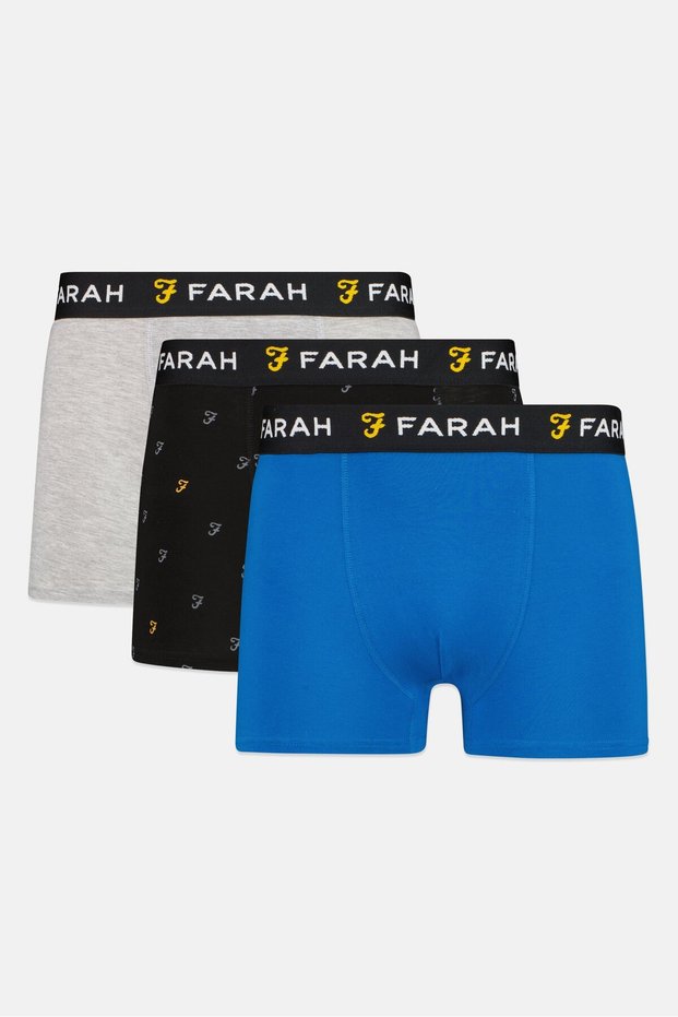Men 3 Pcs Brand Logo Trunks, Multicolor