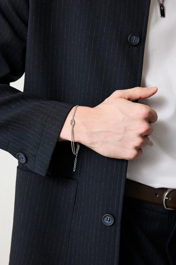 Men's Silver Color Steel Bracelet I0541Axns