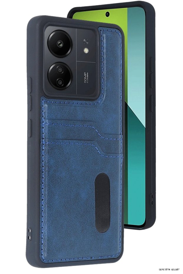 Spt-Gld Newface Redmi 13C Case Sara Leather Case with Business Card Holder (23749) - Navy Blue