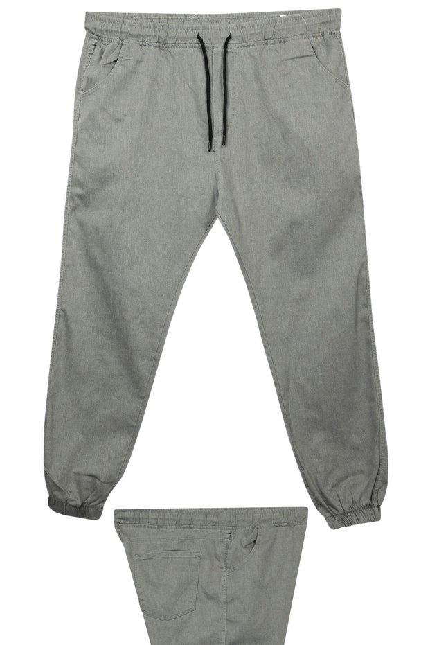 Men's Oversized Size Lycra Jeans Trousers with Elastic Waist and Rubberized Legs, Suitable for Weight Ranges between 118-156 Kilograms, Gray