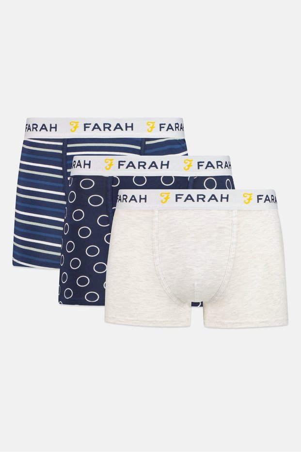 Men 3 Pcs Brand Logo Trunks, Multicolor