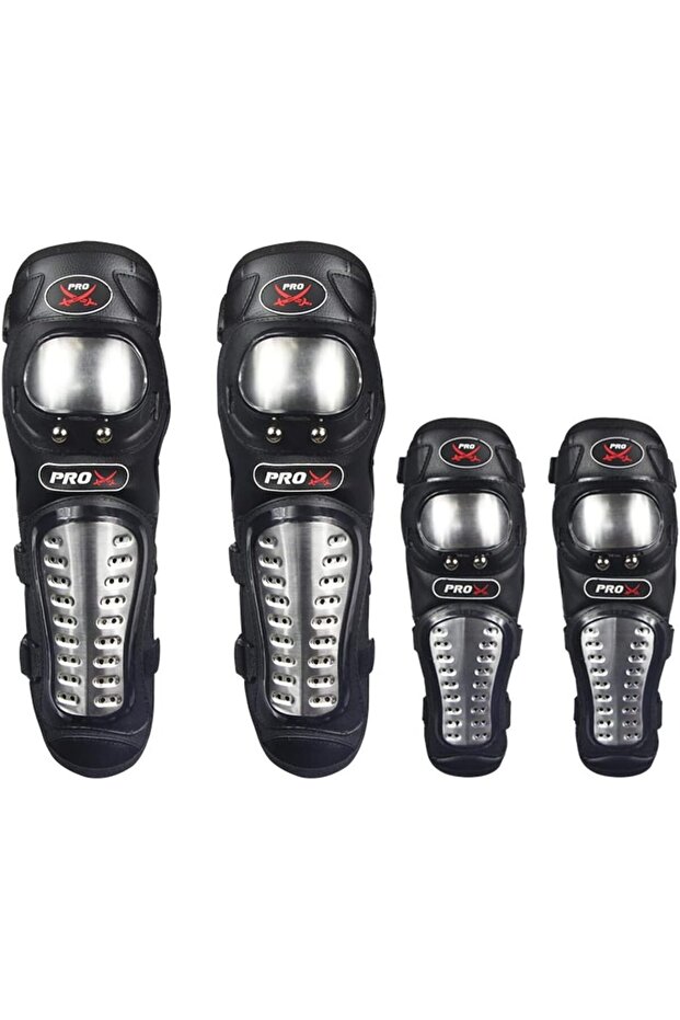 PRO Motorcycle Kneepad Stainless Steel Moto Elbow Knee Pads Motocross Racing Protective Gear Protector Guards Kit 4 Piece Set Flexible Breathable Adjustable Elbow Armor Bike Safety