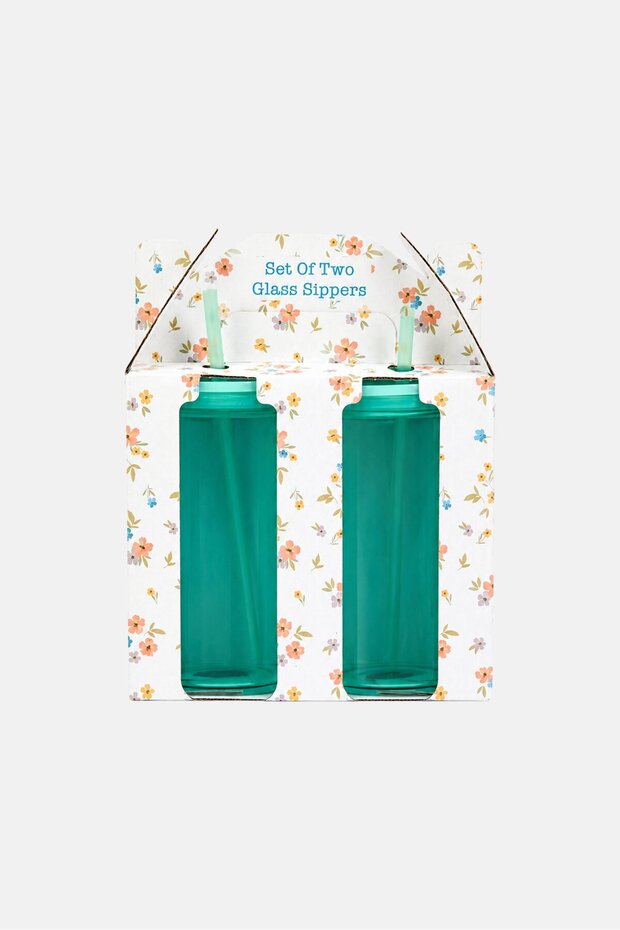 2 Pcs Mint Sippers Lid Straw 470ml, Green