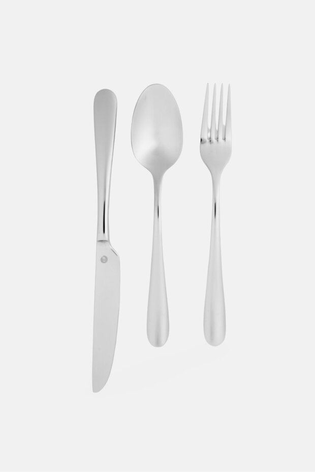 3 Pieces Handle Cutlery Set Fork Spoon Knife, Silver