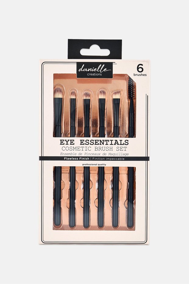 6 Pieces Eye Essentials Cosmestic Brush Set, Black