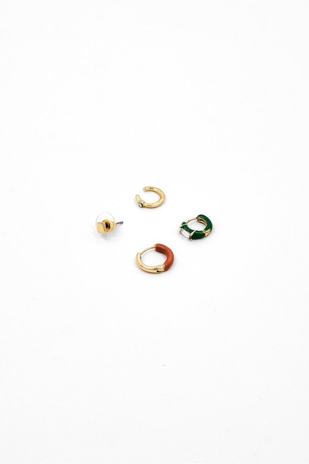 Women 4 Pieces Fashionable Hoop Earrings, Multicolor