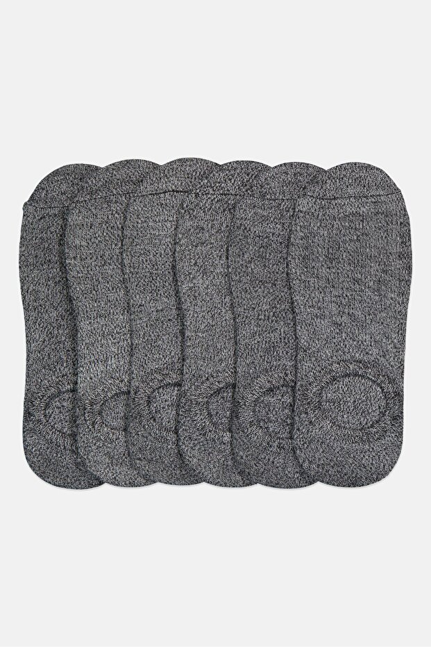 Men 6 Pairs Brand Logo No Show Liner Socks, Dark Heather Grey
