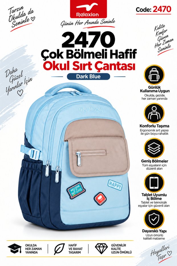Multi-Compartment School and Daily Backpack 2470 – with Tablet Compartment