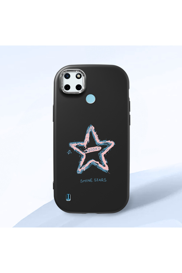Realme C21Y/C25Y Compatible Shock-Absorbing Camera Protected Black Silicone Case Star Pattern