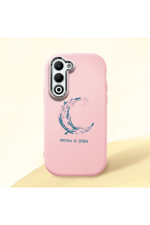 Pink Silicone Case Compatible with Oppo A5 4G/5G Shock Absorbing Camera Protection Moon and Stars Pattern