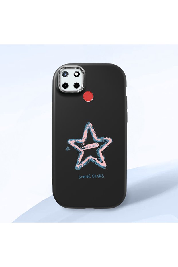 Realme C25/C25S Compatible Shock-Absorbing Camera Protected Black Silicone Case Star Pattern