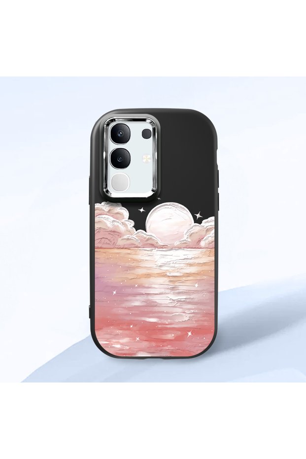 Black Silicone Case Compatible with Vivo Y29 4g Shock Absorbing Camera Protected Design Sunrise at Sea