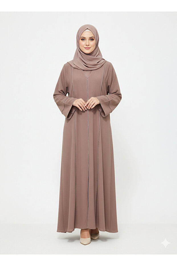 Rizqé Amethyst Mauve Minimalist Structured Panel Modest Abaya