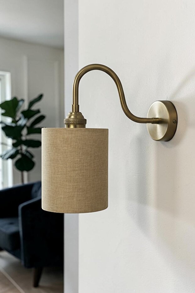 Novella Beige Fabric Textured Single Antique S Body Retro Sconce