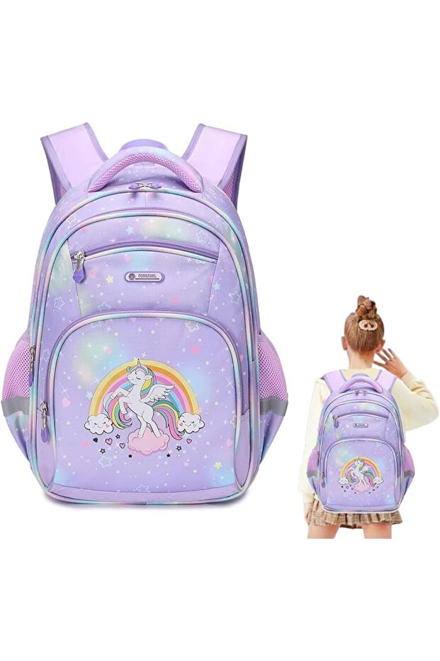 Mylindde Kids Backpack, Lightweight Waterproof Multifunctional Large Capacity for School Bag, Elemen