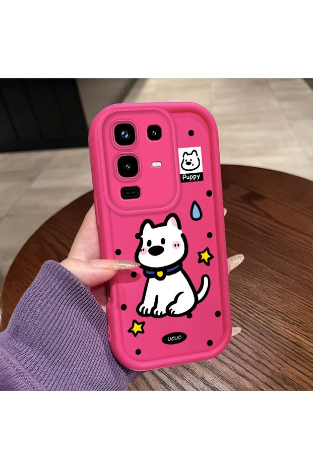 Infinix Note 50 4g Compatible Pink Red Silicone Dotted Dog Pattern Case Shockproof Camera Protection