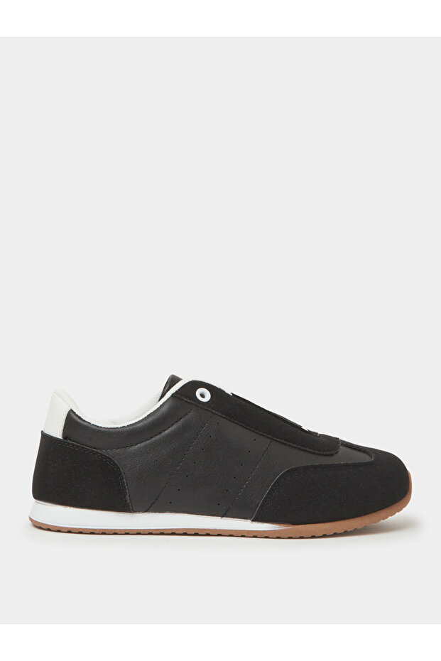 Black Lace-Up Retro Sneakers