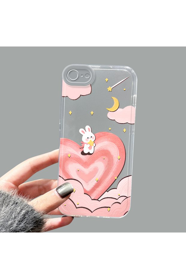 iPhone 7/8/Se 2020 2022 Compatible Transparent Silicone Case Starry Sky Cute Bear Pattern Camera Protected Anti-Knock