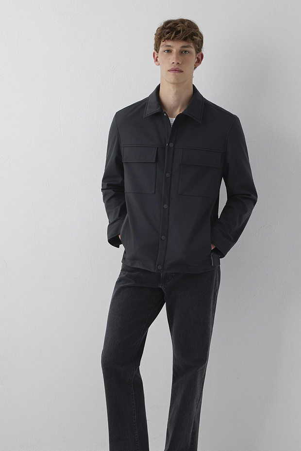 Men's Snap Closure Water Repellent Jacket M0110910 Black