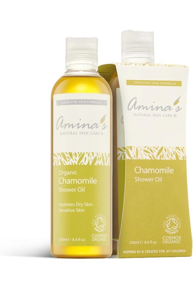 Organic Chamomile Essential Oil Shower Oil - Restores Natural Glow, Soothing Body Wash for Dry Skin