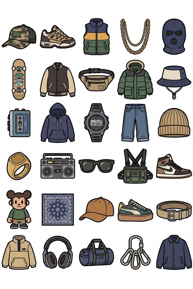 30 Pieces Retro Street Fashion Sticker Set - Laptop, Skateboard, Case