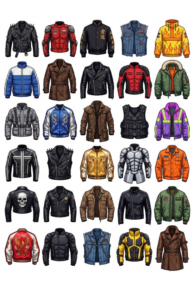 30 Pieces Retro Anime Biker Jacket Sticker Set - Laptop Phone Case
