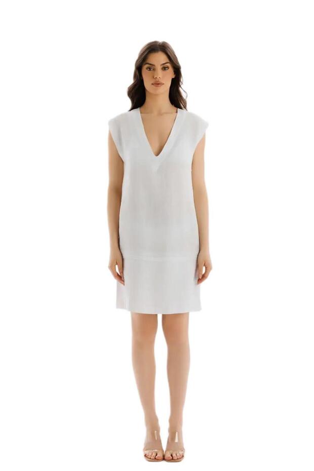 Women's White Linen Dress El.5101-26