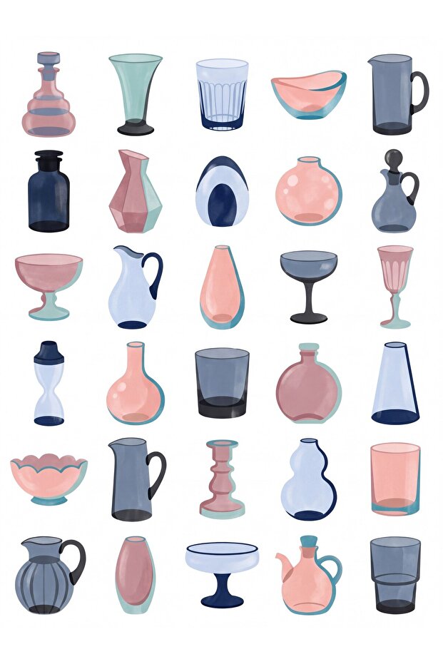 30 Pieces Nordic Glass Vase Sticker Set - for Laptop, Agenda, Water Bottle