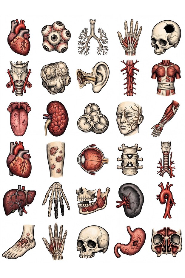 30 Pieces Ancient Anatomy Mulaj Sticker Set - Laptop, Notebook, Agenda