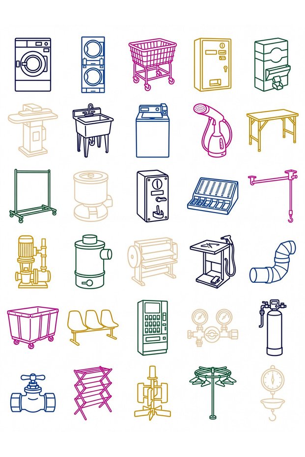 30 Pieces Industrial Laundry Sticker Set - Laptop, Notebook, Agenda