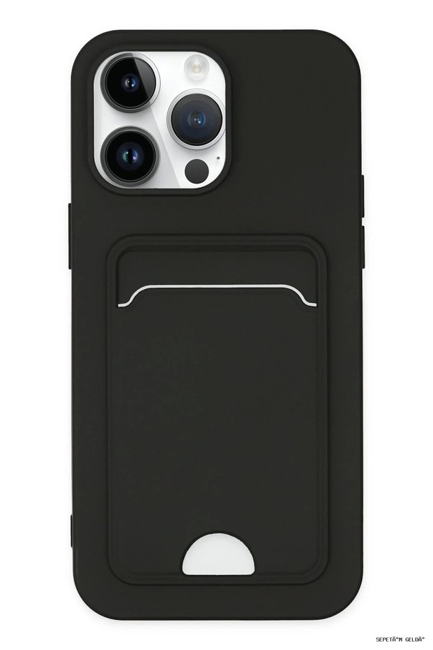 Spt-Gld Newface iPhone 14 Pro Case Kelvin Silicone with Business Card Holder (130802) - Black