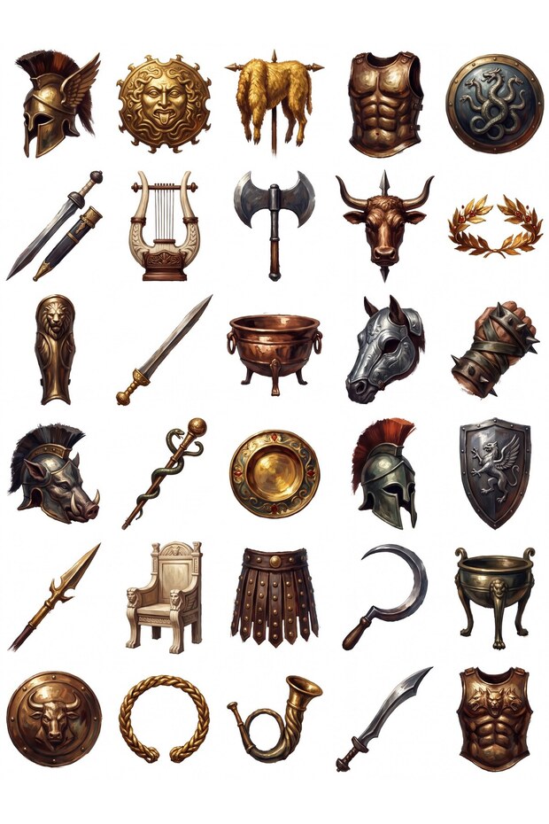 30 Pieces Ancient Mythology Warrior Sticker Set - Laptop Notebook Phone