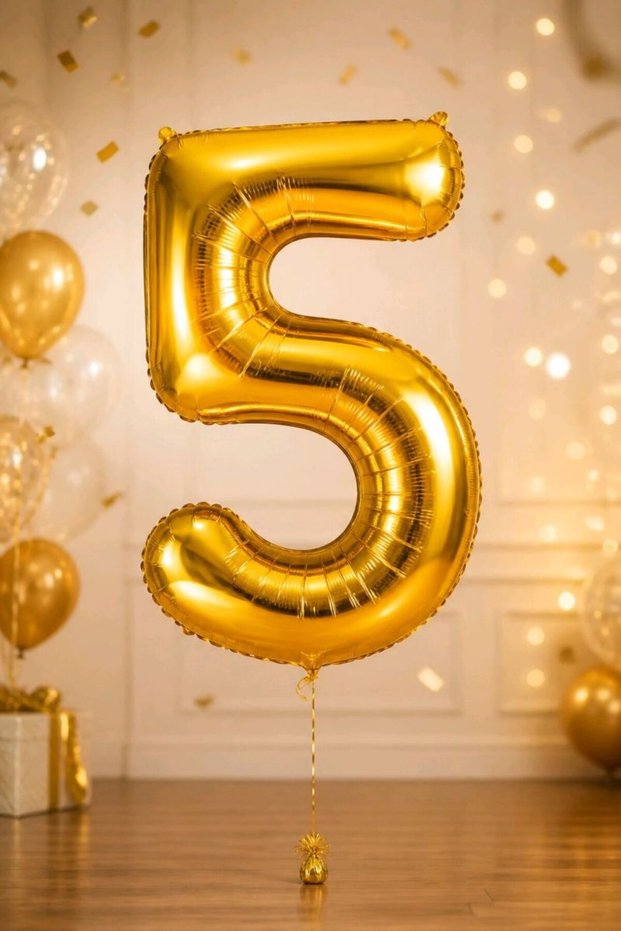 Five Number Helium Balloons Yellow 40"100 cm