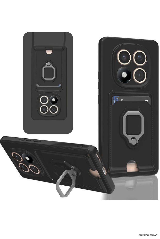Spt-Gld Newface Redmi Note 14 Pro 5g Case Zuma Silicone with Business Card Holder and Ring (125927) - Black