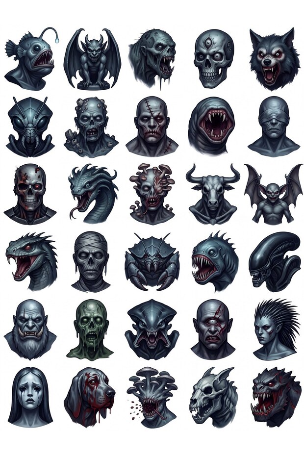 30 Pieces Horror Monster Figures Sticker Set - Laptop, Case, Notebook