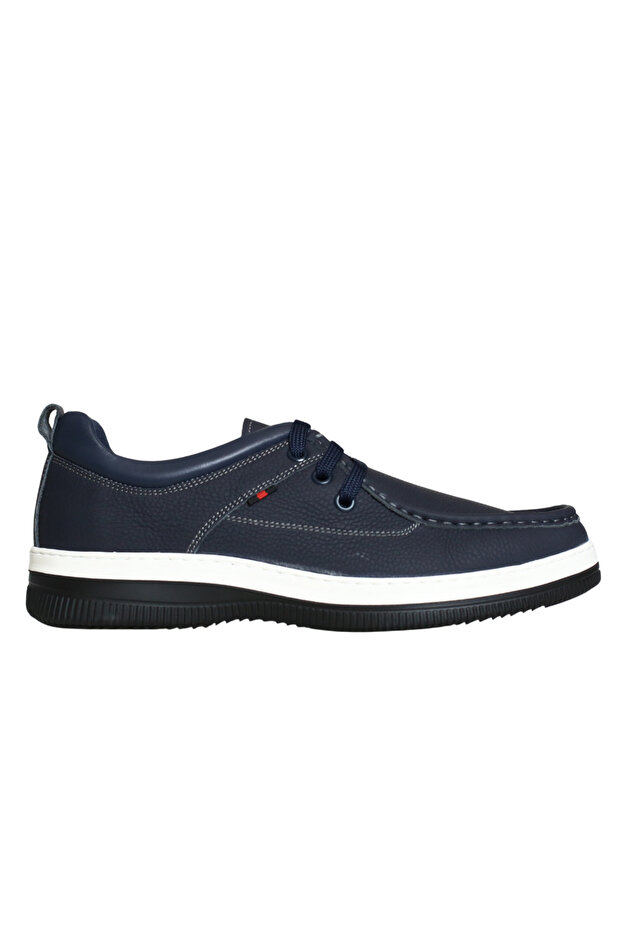 Navy Blue Leather Men's Casual Shoes