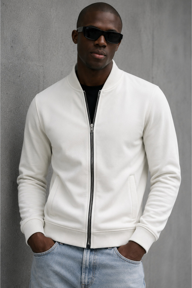 Men's Hakim Collar Winter Ecru Sweatshirt