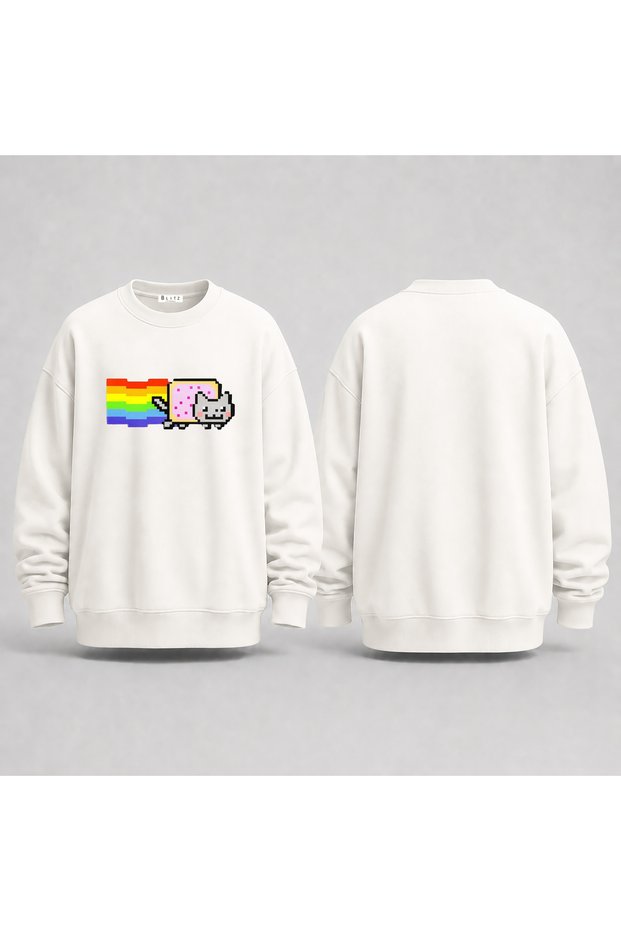 Nyan Nyan Cat Oversize Vintage Style Unisex Sweatshirt (S/M - M/L)