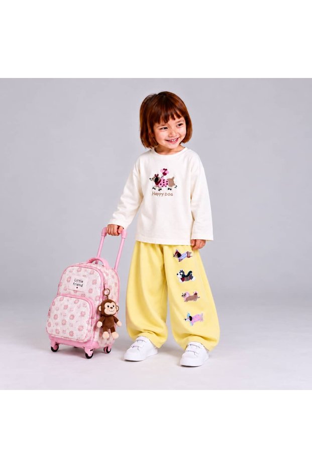 Girl's Dog Embroidered Suit
