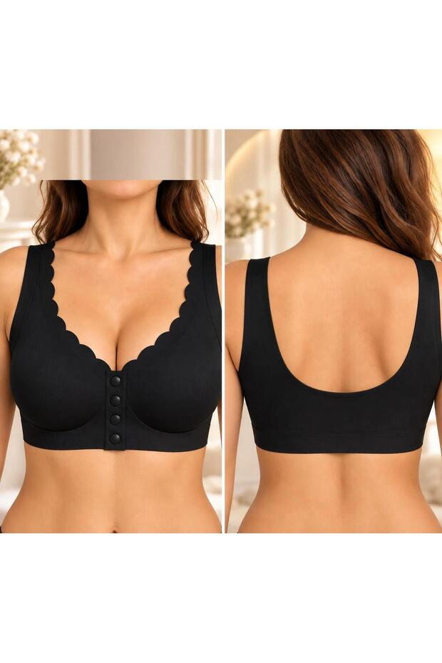 Women's Laser Cut Wire-Free Wide Strap Bra with Removable Pads