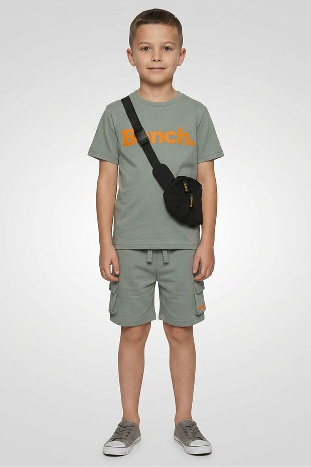 Kids Boy 2 Pieces Brand Logo T-Shirt And Shorts Set, Sage Green