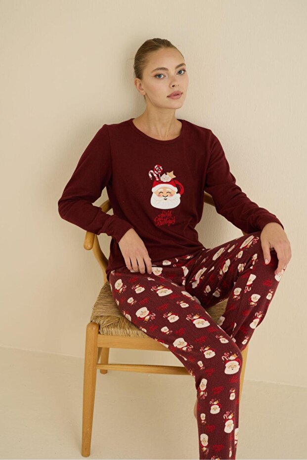 Long Sleeve Warm Luxury Thermal Soft Christmas Themed Pajama Set