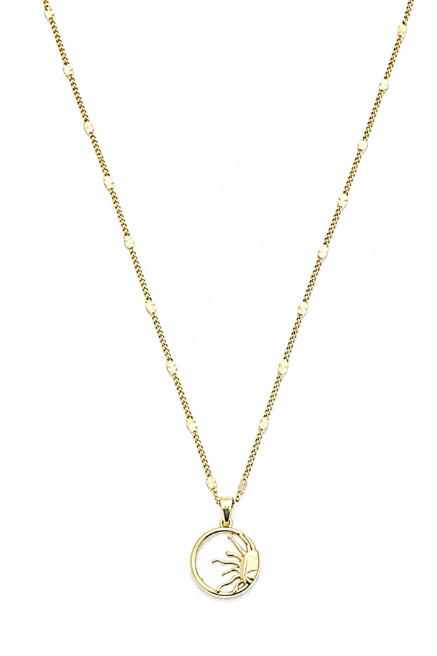 Gold Color Asymmetric Sun Silhouette Necklace - Gold