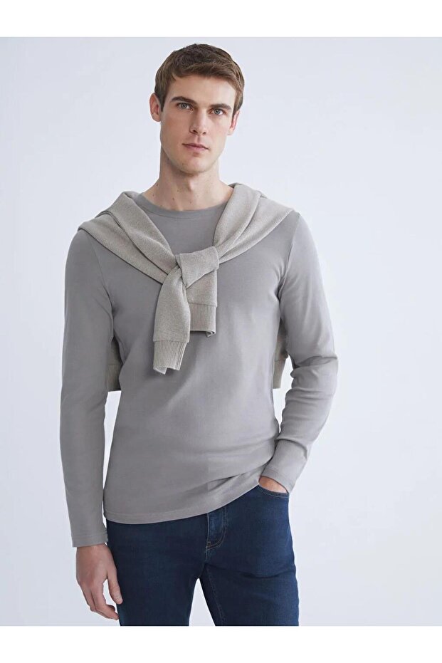 Crew Neck Basic Long Sleeve Men's T-Shirt (W5)